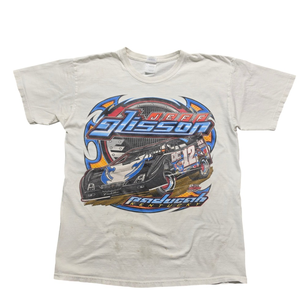 Racing Shirt Mens Large White Jeff Glisson Paducah KY Graphic Tee